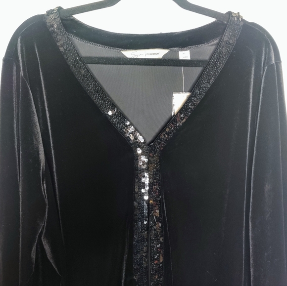 AVENUE Velvet Sequin Cardigan 26/28 Black Sweater - Picture 4 of 9